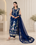 Midnight Navy Unstitched Embroidered 3-Piece Suit