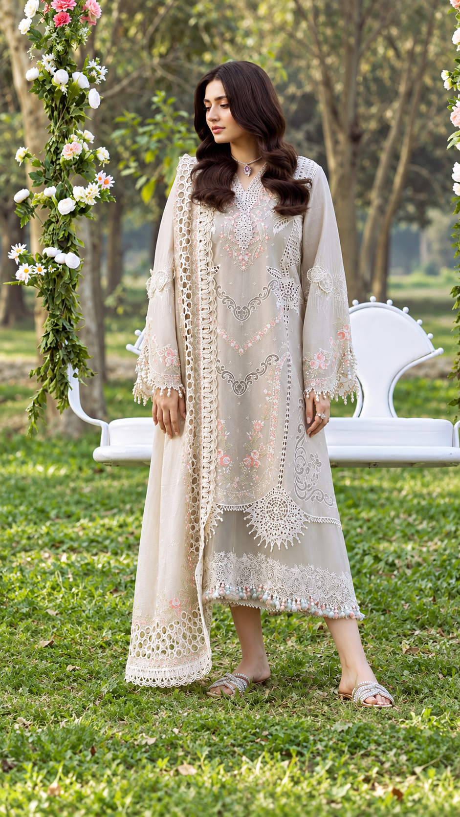 Dusty sage green Unstitched 3pc suit