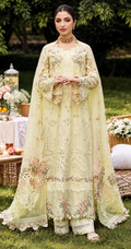 Pastel Pistachio Embroidered Dhanak 3-Piece Suit