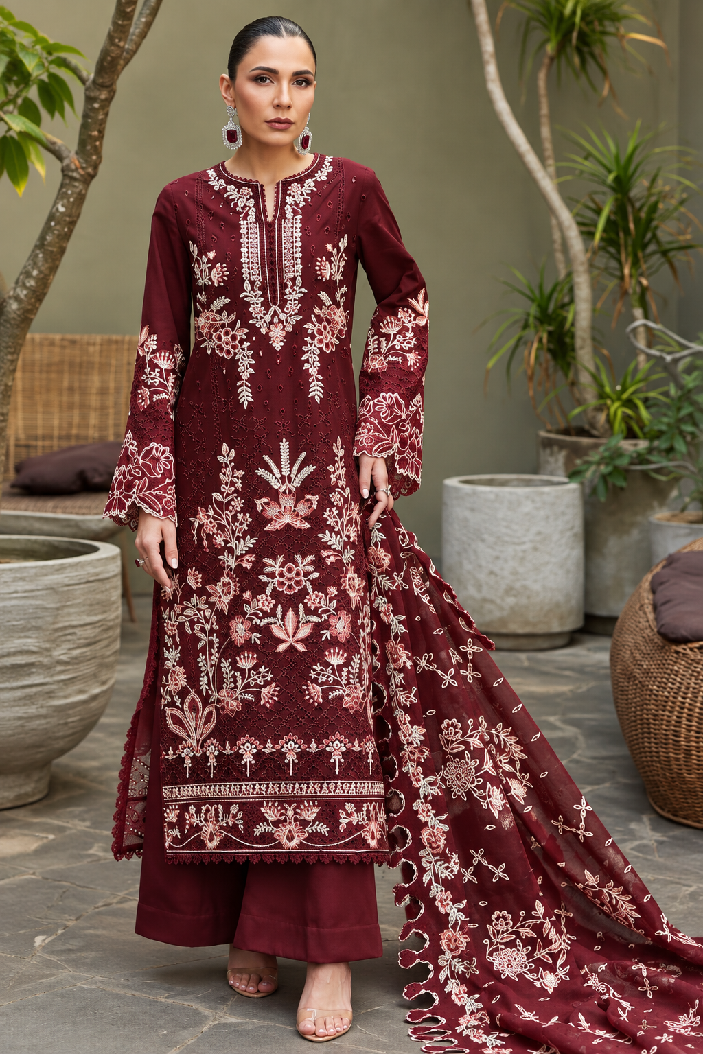 Akbar Aslam  Luxe Embroidered 3-Piece Suit