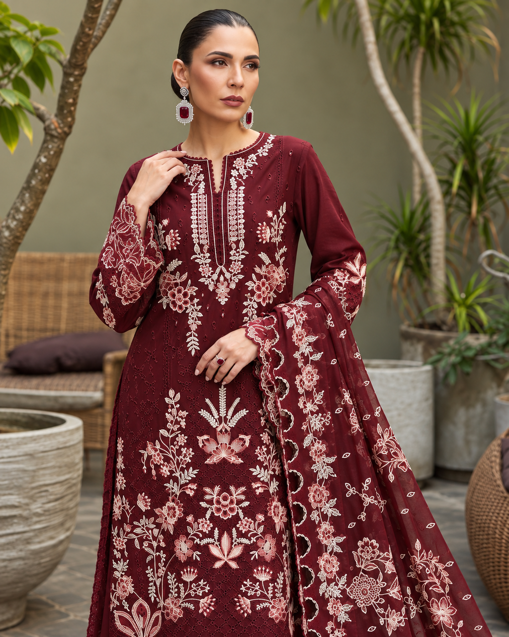 Akbar Aslam  Luxe Embroidered 3-Piece Suit